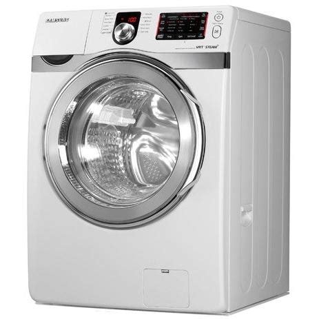 Samsung believes big things come from small packages. Samsung WF419AAW 4.3 Cu. Ft. Front Load Steam Washer ...