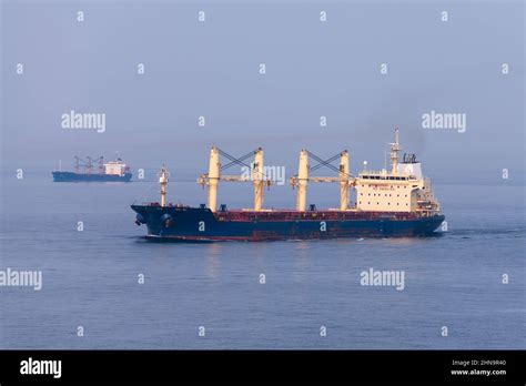 Cargo Ships On The High Seas Stock Photo Alamy