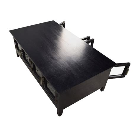 black wooden storage coffee table tables