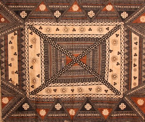 Fijian Tapa Cloth Masi A Fine And Early Example With Various