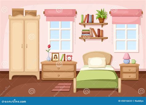 Bedroom Interior Vector Illustration Stock Vector Image 45016633
