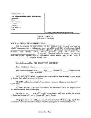 Quit Claim Deed Wisconsin Form Fill Out And Sign Printable PDF