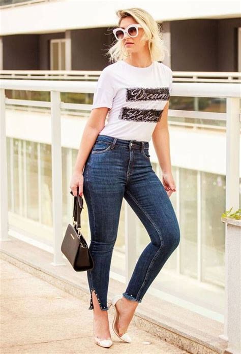 Formas De Usar Jeans E T Shirt Como Uma It Girl Roupas Looks Com