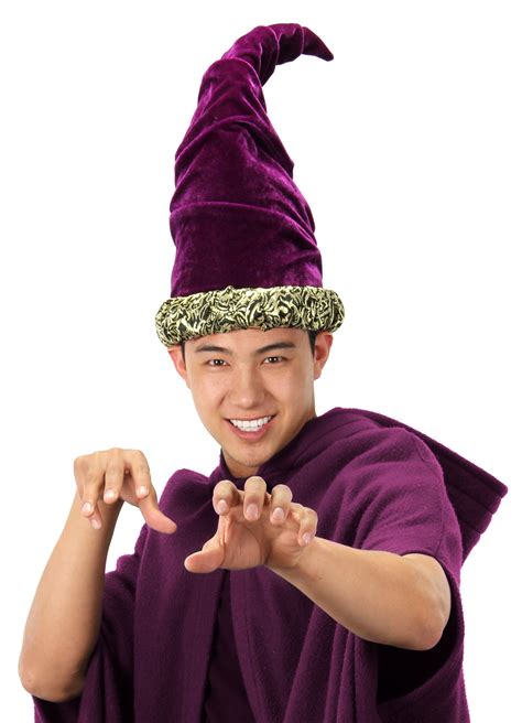 Fancy Merlin Wizard Warlock Witch Purple Gold Poseable Costume Hat Cap