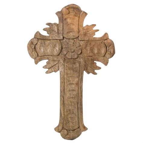 12 Carved Wooden Cross Natural Wax1847
