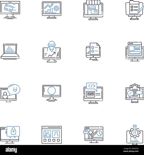 Programming Technology Line Icons Collection Coding Algorithms
