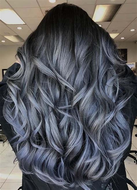 Dark blue hair is a hair color that combines a deep blue hue to naturally dark hair. Alluring Charcoal & Blue Grey Hair Color Ideas for 2018 ...