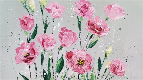 Easy Palette Knife Floral Acrylic Painting Live Tutorial Youtube