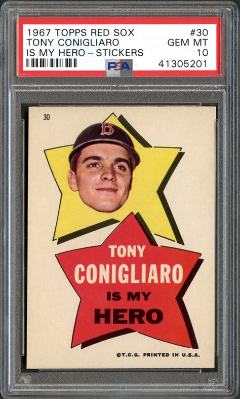 Lot Detail 1967 Topps Red Sox 30 Tony Conigliaro Stickers Psa 10 Gem