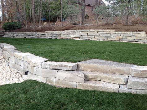 Outcropping Stone Retaining Walls In Muskego Wi Integrity Landscape