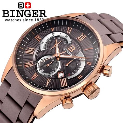 Switzerland Mens Watch Luxury Brand Wristwatches Binger Quartz Clock