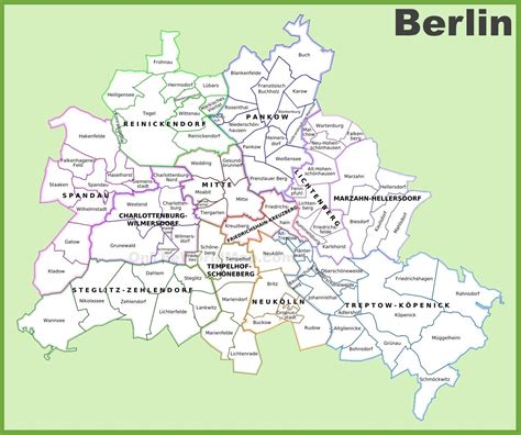 Berlin Areas Map Berlin Districts Map Germany