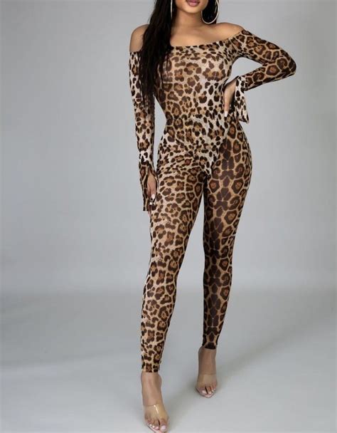 Leopard Print Bodysuit And Leggings Set Leopard Print Fashion Outfits