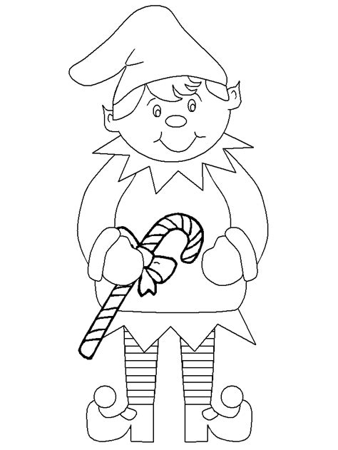 Christmas Elf Coloring Outline Sketch Coloring Page