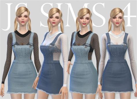 Js Sims 4 Denim Overall Skirt Set Sims 4 Downloads