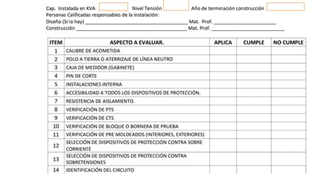 Formato De Inspeccion Y Verificacion De Instalaciones Electricaspdf