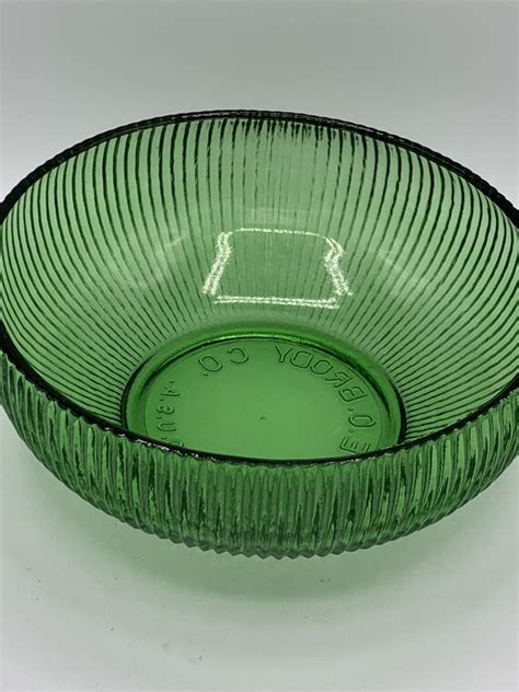vintage emerald green ribbed glass bowl 1960s e o brody co etsy