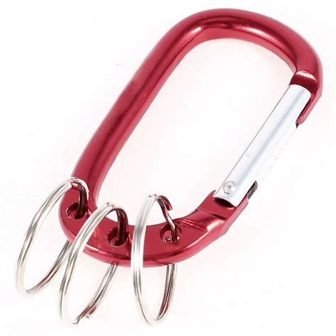 Dsgs Burgundy Red Aluminum Carabiner Clip Hook 3 Split Key Ring Chain