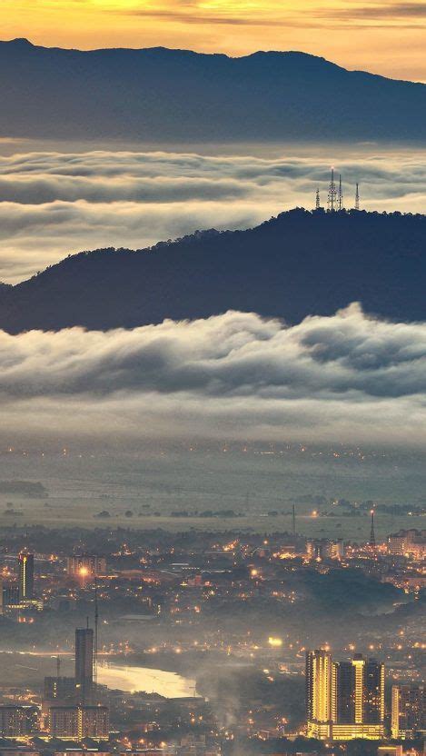 Morning View Of Malaysia Sunrise Nature Mountains Iphone Wallpaper