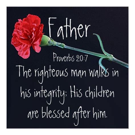 The Righteous Man Bible Verse For Fathers Day Poster Fathers Day Verses Fathers