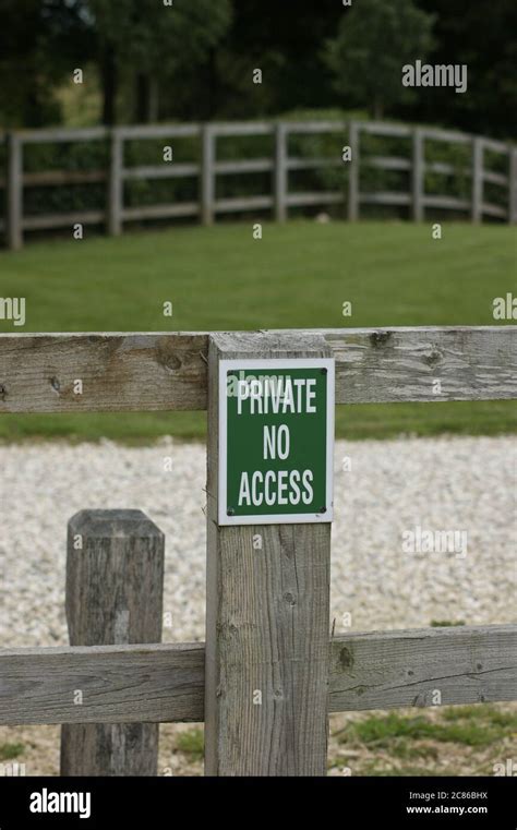 Private No Access Signage On Wooden Fence Tetbury Gloucestershire Uk