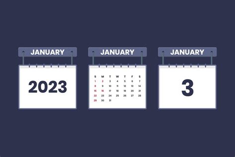 3 January 2023 Calendar Icon For Schedule Appointment Important Date