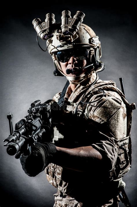 Soldier Man Hold Machine Gun Style Fashion Stock Photo Image Of Kill