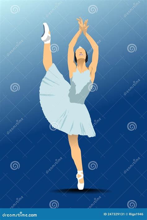 Modern Ballet Dancer Colored 3d Vector Stock Vector Illustration Of