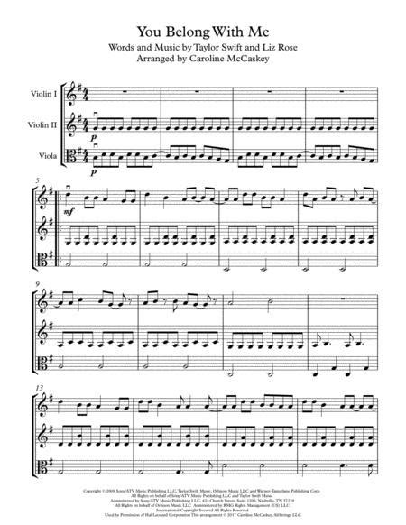 You Belong With Me String Trio Two Violins And Viola Sheet Music Pdf