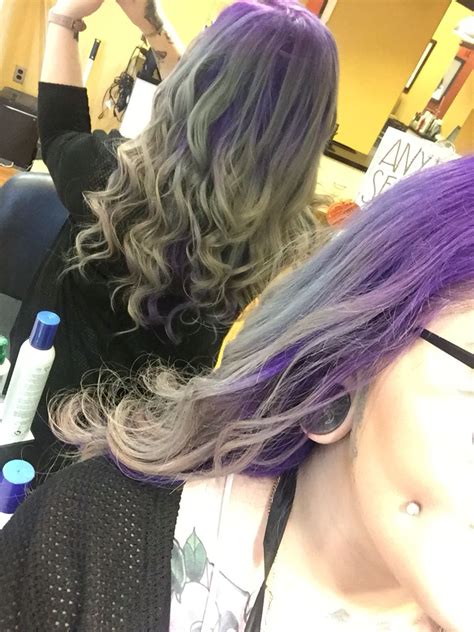 Purple To Silver Ombré Hair Using Pravanna And Kenra Color Silver
