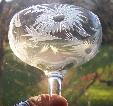 The glass has pattern in it, what gives a nice diffuse light effect and a nice pattern on ceiling and walls, these wall scones/ceiling lights will contribute to a vintage character of the. Fostoria Cut Crystal Glass Champagne Wine Glasses Floral ...