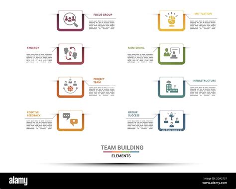 Infographic Team Building Template Icons In Different Colors Include