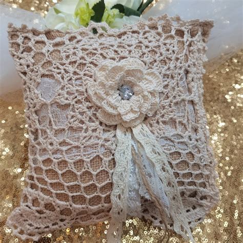 Burlap Lace Pillow Etsy