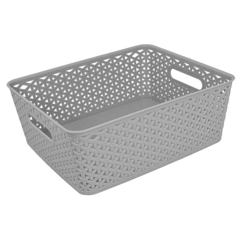 Plastic Grey Woven Storage Basket At Home
