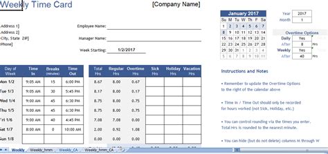 Time Card Calculator Excel Templates