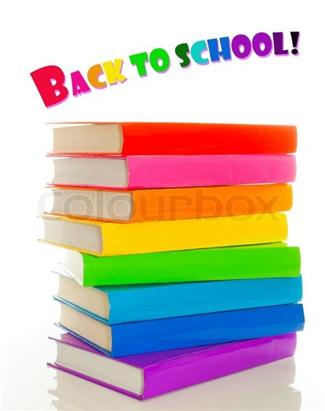 Stack Of Colorful Books On The White Stock Image Colourbox