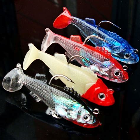 5pcs Artificial Soft Plastic Fishing Lure Baits Minnow Curly Tail Lead