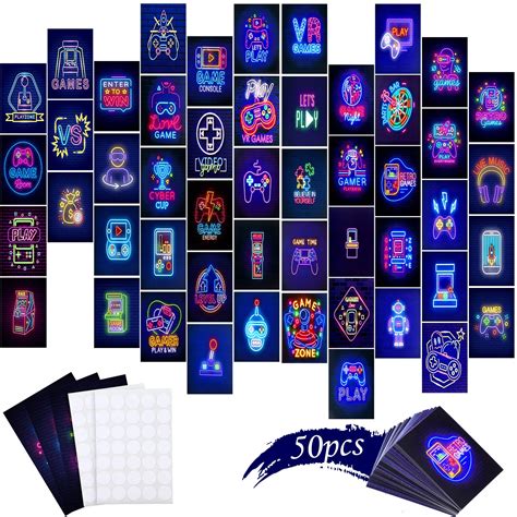 Buy 50 Pcs Neon Wall Collage Kit Video Game Themed Aesthetic Pictures
