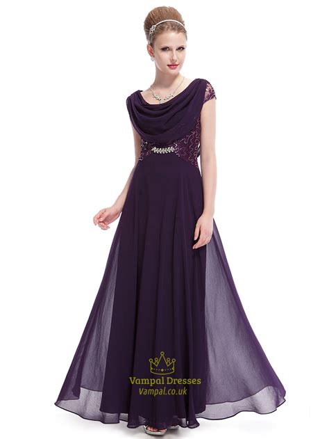Purple Evening Dress With Sleeves