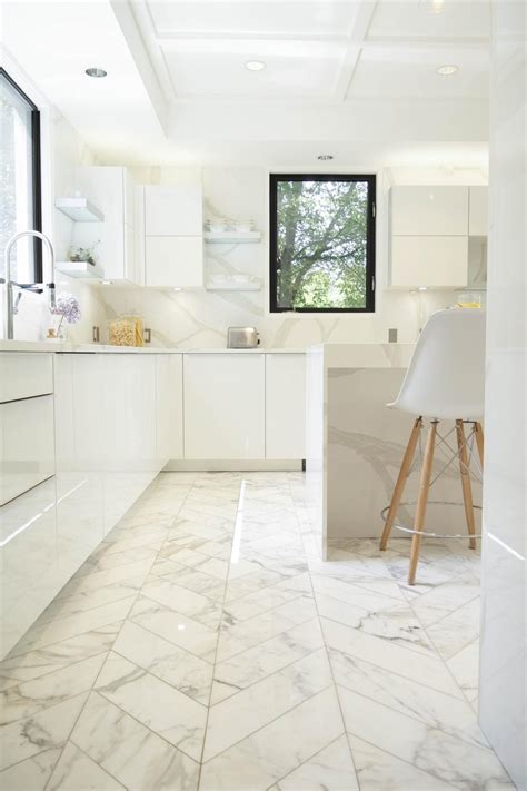 White Modern Kitchen With Marble Floor Hgtv