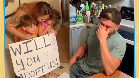Siblings Reveal Sign Asking Stepdad To Adopt Them Youtube