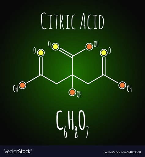 Citric Acid Structural Skeletal Chemical Formula Vector Image
