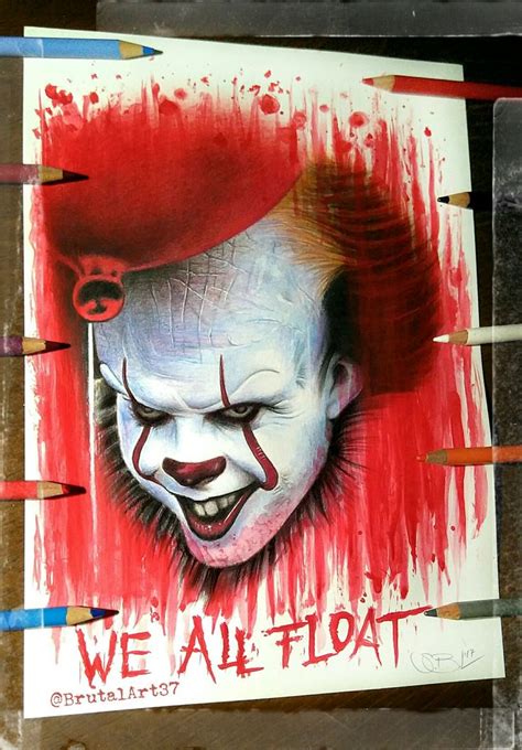 Stephen King It Pennywise Evil Clown Canvas Painting Mixed Media