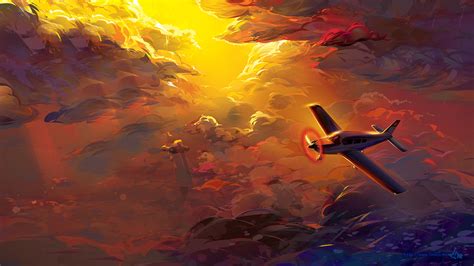 Flying Plane In Clouds Artwork Hd Wallpaperhd Others Wallpapers4k
