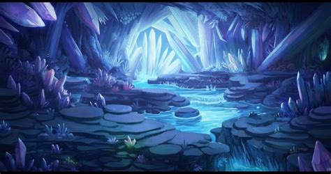 Crystal Cave Concept Landscapefiction【2019】 ファンタジー 背景、アートスケッチ、洞窟