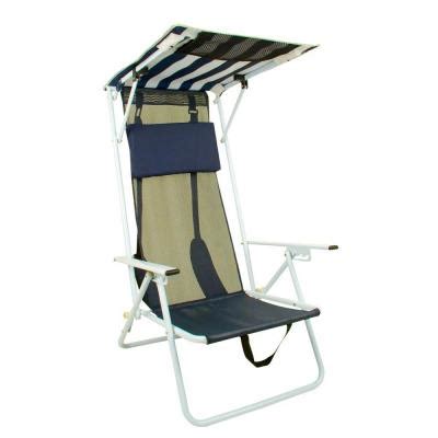Features an adjustable pillow for added comfort. Quik Shade Navy Blue Stripe Folding Beach Patio Chair ...