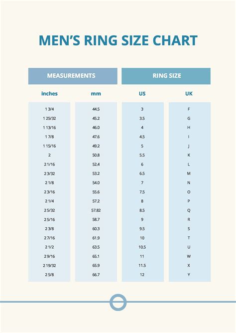 Free Mens Ring Size Chart Template Download In Pdf Illustrator