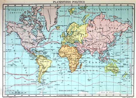 WORLD MAP (circa 1947) - Tamaño: 22 cm x 31,5 cm. Fuente: Anesi, J ...