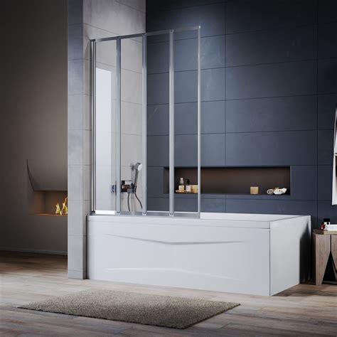 Buy Elegant 800mm 4 Panel Folding Bath Screenover Bath Shower Screen