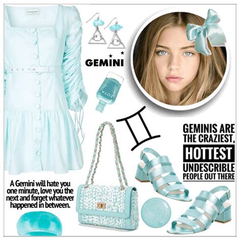 Gemini Aqua Blue Outfit Shoplook Zodiac Sign Fashion Gemini